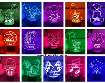 LED Color-Changing night light - Personalized Kid&#39;s night light - LED home decor- Led room light -  Teen birthday gift- Custom night light