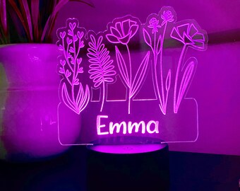 Personalized Kid's Night Light - LED Night Light- CUSTOM night light - color changing night light - kids room decor -Girl's LED gift- Decor