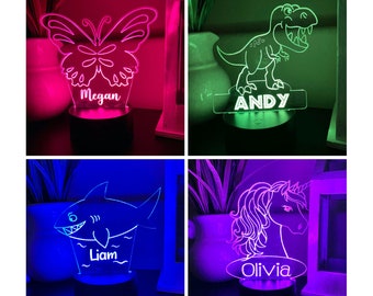 Personalized Kid&#39;s Night Light - LED Night Light- CUSTOM night light - color changing night light - kids room decor -