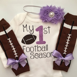 My 1st Football Season Outfit For Baby Girls – Cute Romper, Skirt, Headband & Leg Warmers Set | Newborn Fall Clothes