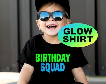 Birthday Squad Neon Birthday Shirt- BLACK LIGHT glow birthday Glow party - Neon 10th Birthday - Tween Birthday- Glow party favor