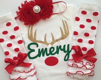 Baby Girl Christmas outfit - Newborn Christmas clothes - baby christmas photo shoot outfit Preemie Christmas clothes - Christmas baby outfit