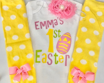 Baby Girl Easter Outfit- MY FIRST EASTER outfit - baby girl spring outfit - newborn easter outfit - my first easter bodysuit