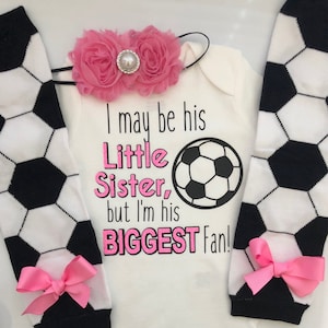 Baby Girl Soccer Day Outfit - My 1st Soccer Season outfit- Soccer baby outfit - personalized baby outfit - Little Sister, Bigest Fan Soccer