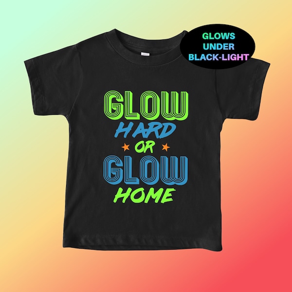 GLOW party shirt- Neon Birthday Shirt- BLACK LIGHT glow birthday Glow party - 80s Glow Party - Glow party favor-Glow hard or glow home