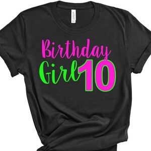 Girl's Neon Birthday Shirt BLACK LIGHT glow birthday Glow party Neon colored Birthday Tween Birthday Neon Party image 4