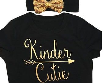 Girl's Kindergarten shirt - Kinder Cutie - back to school girls shirt - kindergarden shirt - kinder tee shirt - girl's kindergarten tee