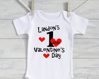 Baby Boy 1st Valentine's shirt -- boy valentines outfit - my first Valentines bodysuit - Boys Valentines- 2022 Valentines Day