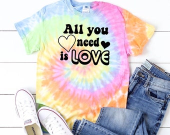 Valentine's Day shirt - women and girl's Valentine's Day shirt - All you need is love shirt - Tie Dye Valentine's Day