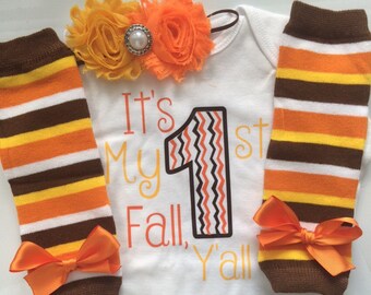 INFANT girl Thanksgiving outfit - Baby girl fall outfit - baby fall clothes -pumpkin patch outfit - My first fall yall