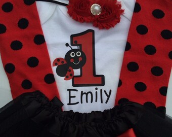 1st 2nd 3rd 4th 5th birthday Lady bug outfit - Baby girl 1st birthday outfit -First birthday Lady bug- 2nd Lady bug birthday-