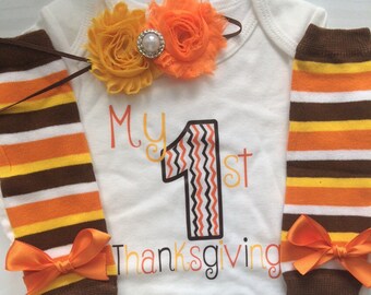 INFANT girl Thanksgiving outfit - Baby girl fall outfit - baby fall clothes -pumpkin patch outfit - My first Thanksgiving