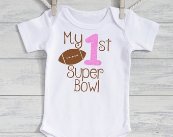 Tenue de bébé fille -Mon 1er Super Bowl- - Tenue de football pour nouveau-né - prématuré-24 mois-OPTIONS DE COULEUR-Bodysuit SEULEMENT