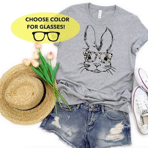 Kids Easter shirt - Children's Spring shirt - Hipster Bunny shirt - Rabbit with glasses shirt- Infant, Toddler, Youth and Adult sizes