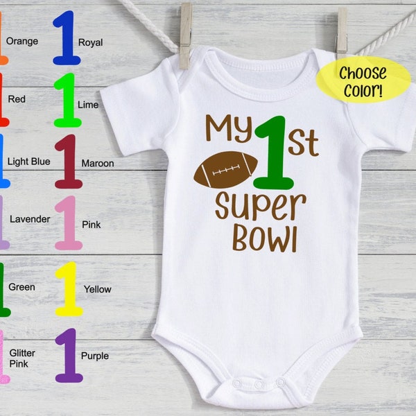 My 1st Super Bowl- Unisex baby outfit - Unisex baby football - baby girl football - baby boy football- Super Bowl