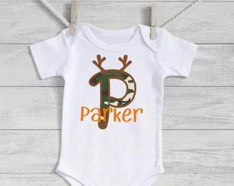 Baby Toddler Boy Hunting Outfit - baby boy personalized outfit -  CAMO Bodysuit - baby boy photo prop - camo baby outfit