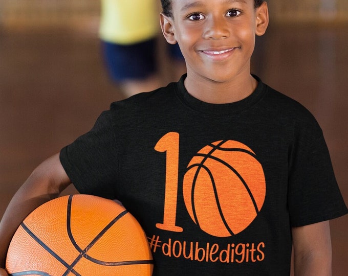 Boy's 10th birthday Basketball shirt - 10 year old shirt - #doubledigits - 10th birthday t-shirt  - Basketball 10th birthday