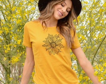 Women's fashion t-shirt - Juniors tee - Girl's tshirt - Teen fashion - Teen clothing - Sunflower shirt
