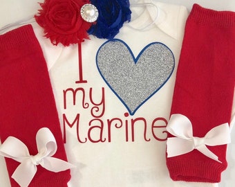 Baby Mädchen - Ich liebe meinen Flieger - Ich liebe meinen Soldaten - Ich liebe meinen Marine - Ich liebe meinen Seemann - Military Baby Mädchen - Heimkehr Outfit - Baby Mädchen