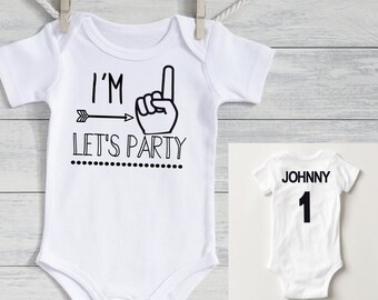 Baby boy 1st birthday outfit - Baby girl 1st birthday outfit - I'm 1 Let's Party custom birthday outfit - baby birthday outfit