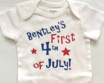 4th of July Baby boy baby girl personalized-  bodysuit shirt - my first 4th of july outfit - baby girl first 4th - July 4th shirt