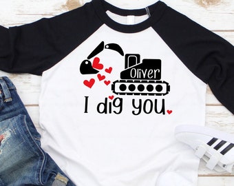 Boys Girls Valentines Day shirt - boys Valentines' Day raglan- funny valentine shirt - kids Valentines Day- I dig you shirt