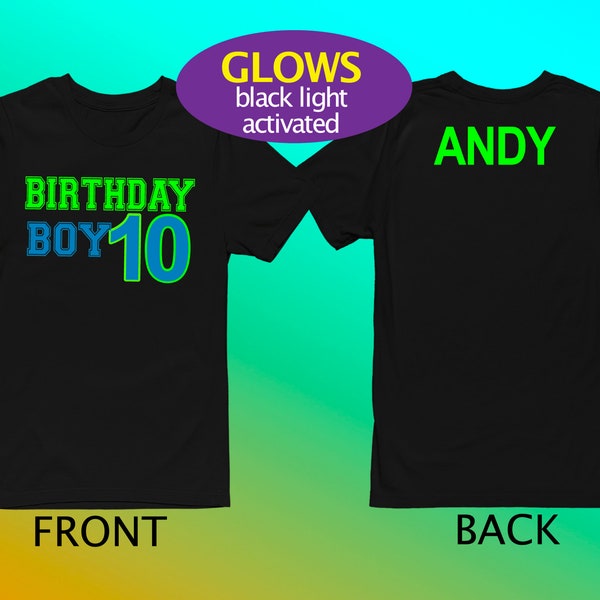 Girl's Boy's Neon Birthday Shirt BLACK LIGHT glow birthday Glow party Neon  Birthday Tween Birthday- Neon Party with NAME