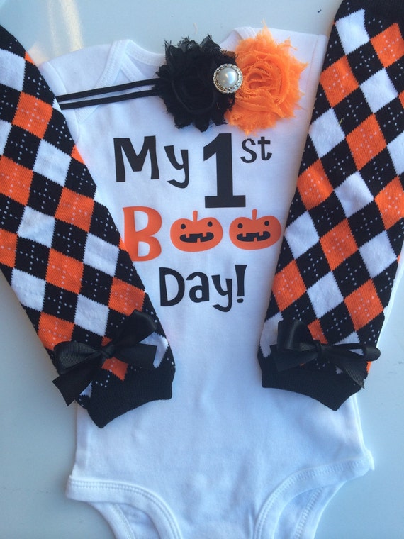 Baby Girl 1st Halloween Outfit - 1st boo day outfit - baby halloween legwarmers - baby girl halloween costume - newborn baby halloween