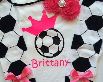 Baby Girl Soccer outfit - Soccer outfit - baby girl sports outfit - baby soccer legwarmers - soccer infant shirt - choose yoru pieces