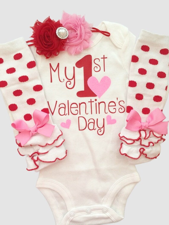 Baby Girl Outfit - Baby Valentines Day outfit - valentines photo shoot prop - My 1st Valentines Day - baby infant valentines
