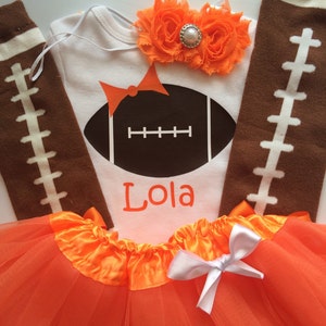 TODDLER Girl Football Outfit - personalized baby girl outfit - football legwarmers - girly football outfit- ORANGE