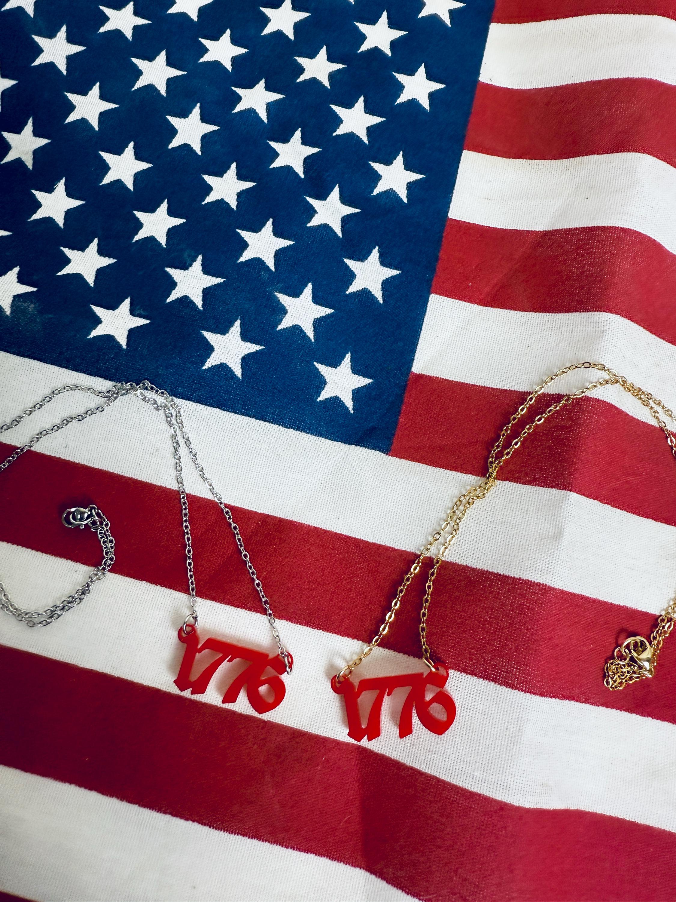 1776 Freedom Pendant Necklace- Liberty Jewelry- Constitution 1776