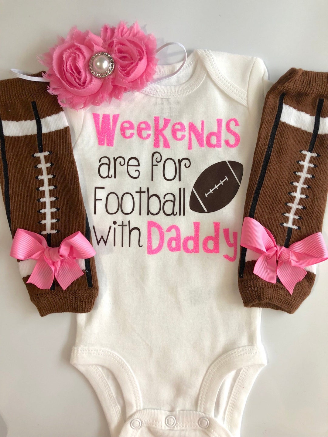 Baby Girl Football Outfit Newborn Football Weekends Are for Football With Daddy Baby Girl Outfit