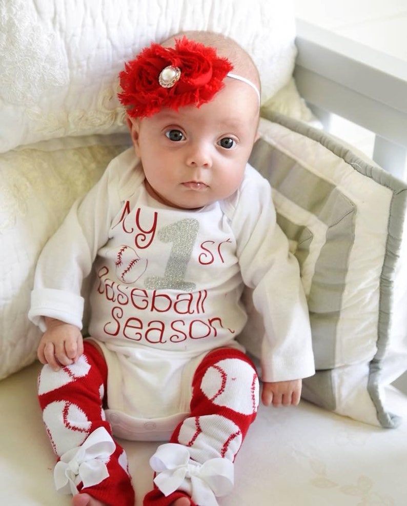 baseball outfit baseball bodysuit base ball leg warmers- choose your pieces Baby Girl Baseball Outfit- My 1st Baseball Season