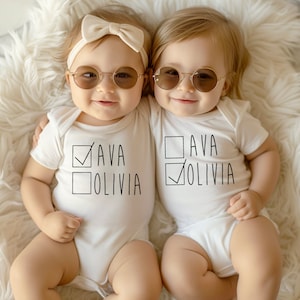 Twin 2 pack personalized Twin gift set- Funny Twin fit- Personalized twin outfit