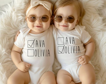 Twin 2 pack personalized Twin gift set- Funny Twin fit- Personalized twin outfit