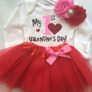 Baby Girl 1st Valentine&#39;s Day Outfit - newborn valentine&#39;s day outfit - valentines day baby outfit -3 piece set-