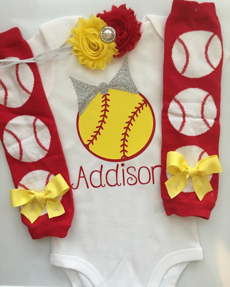 softball outfit softball baby softball leg warmers baseball outfit Baby Girl Softball Baseball Outfit- Personalized softball