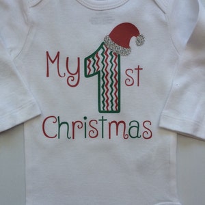 Baby Girl 1st Christmas outfit Preemie Newborn and 3 month My first Christmas Outfit Chevron print-choose your pieces image 4