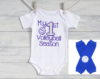 Baby Girl outfit -My 1st Volleyball Season- baby girl outfit - volleyball legwarmers - Newborn volleyball outfit - month-ROYAL BLUE
