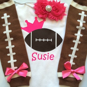 Baby Girl Football Outfit - personalized baby girl outfit - football legwarmers - girly football outfit- football outfit