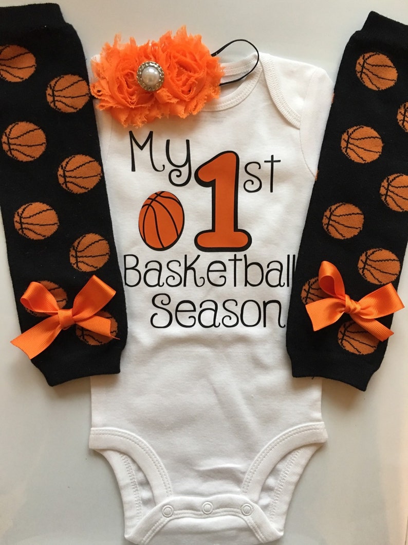 Baby Girl Basketball Outfit My 1st Basketball Season outfit Basketball legwarmers basketball baby outfit baby girl photo prop image 1