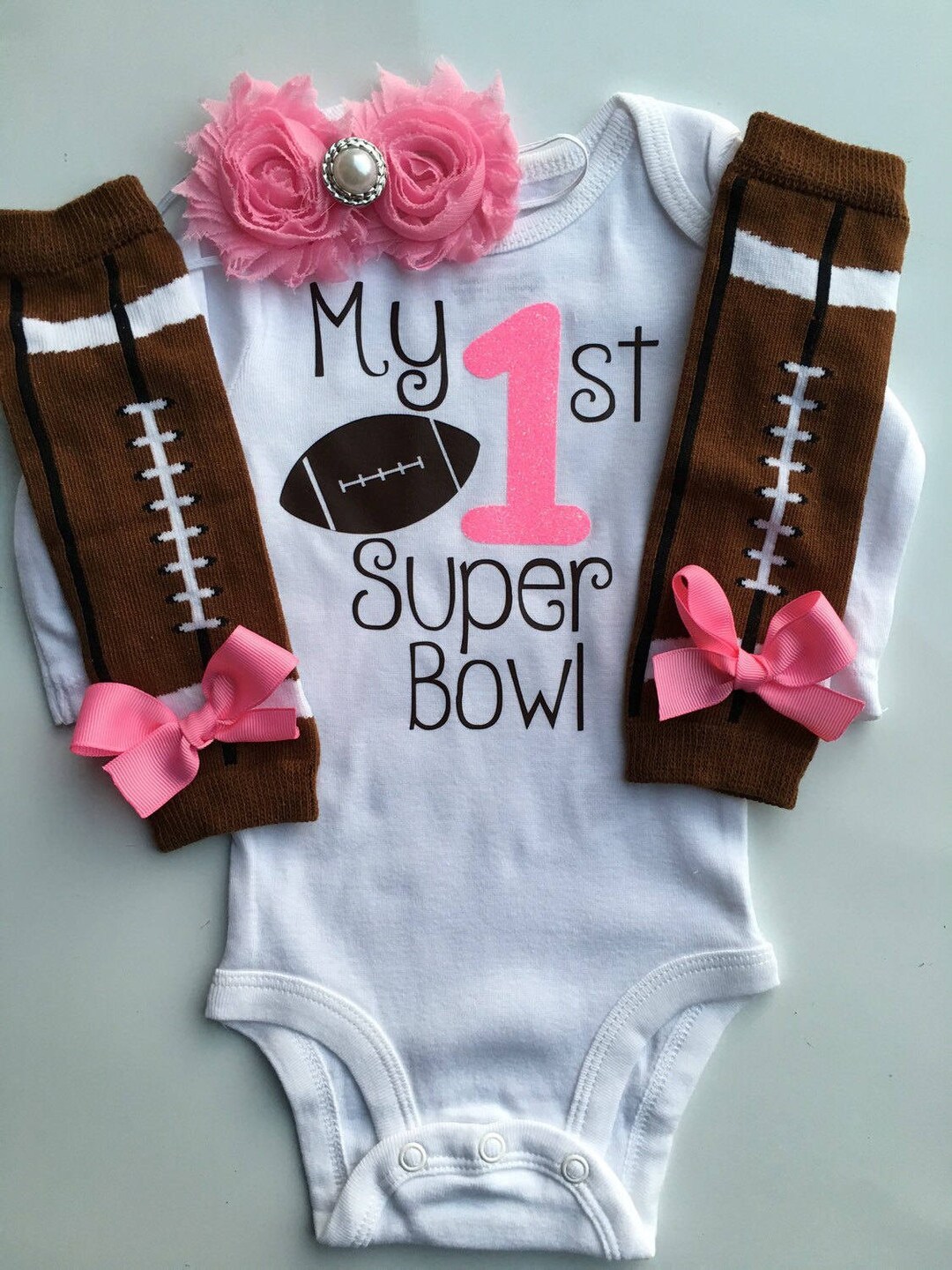 Baby Girl Outfit my 1st Super Bowl Baby Girl Outfit Football Legwarmers