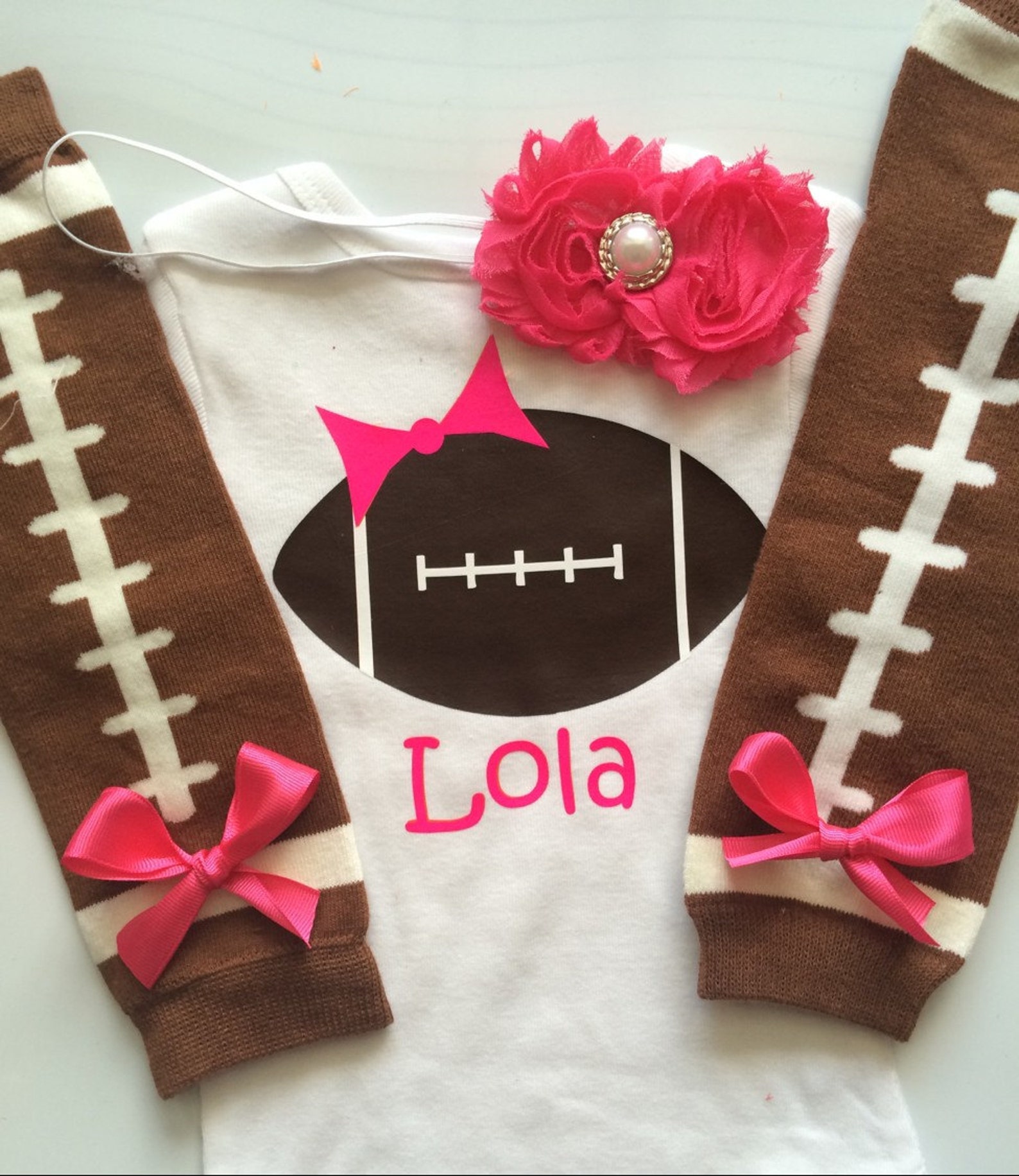 Baby Girl Football Outfit Personalized Baby Girl Outfit Etsy