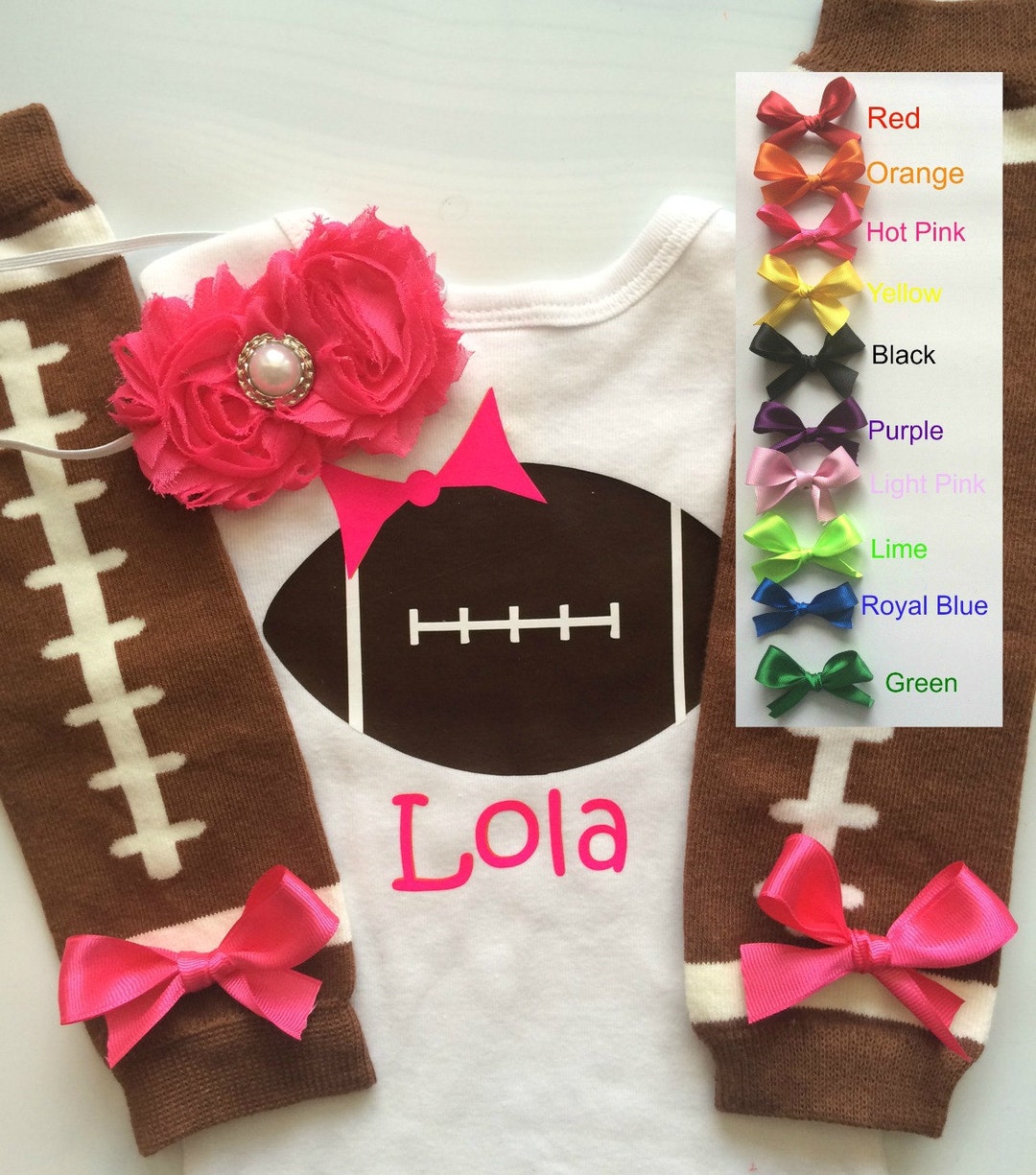 Baby Girl Football Outfit Personalized Baby Girl Outfit Football Legwarmers Girly Football