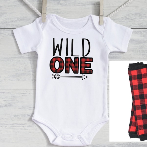 Wild One 1st birthday shirt - 1st birthday outfit, baby boy first birthday outfit, buffalo plaid  1st birthday , 1st birthday clothes