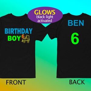 Birthday Girl Boy SKATE Glow Neon Shirt- Black light glow birthday Glow party Neon - Roller Skate Birthday- personalized BACK- Skating party