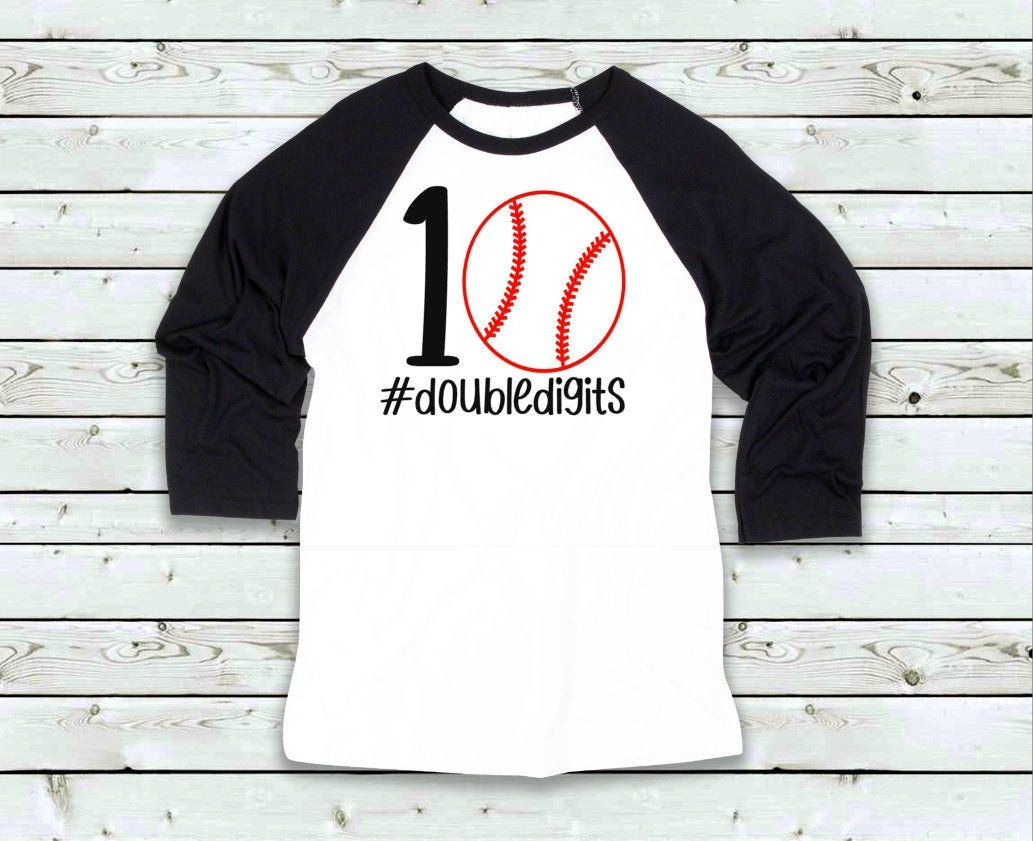 Boy's 10th birthday Baseball shirt - 10 year old shirt - #doubledigits