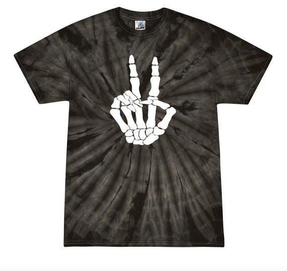 Tie Dye Halloween Shirt- Peace Halloween shirt - Kids tie dye Halloween shirt- Women's Halloween shirt - Skeleton peace sign
