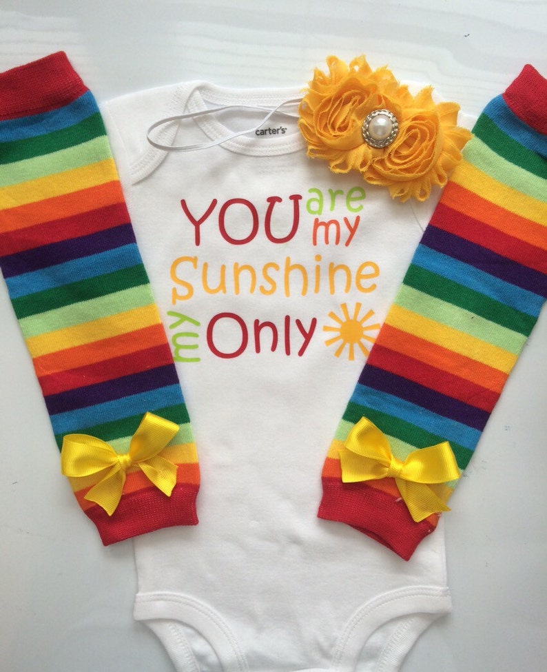 rainbow outfit legwarmers baby summer outfit Baby Girl Outfit-You Are My Sunshine newborn girl outfit
